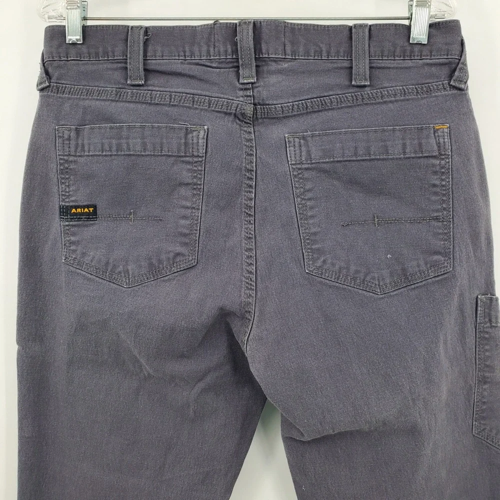 Ariat Rebar M4 Mens 34x30 Charcoal Gray Low Rise Straight Leg Work Pants Canvas